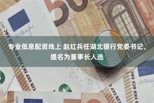 专业低息配资线上 赵红兵任湖北银行党委书记，提名为董事长人选