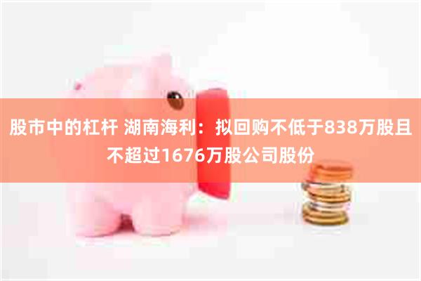 股市中的杠杆 湖南海利：拟回购不低于838万股且不超过1676万股公司股份